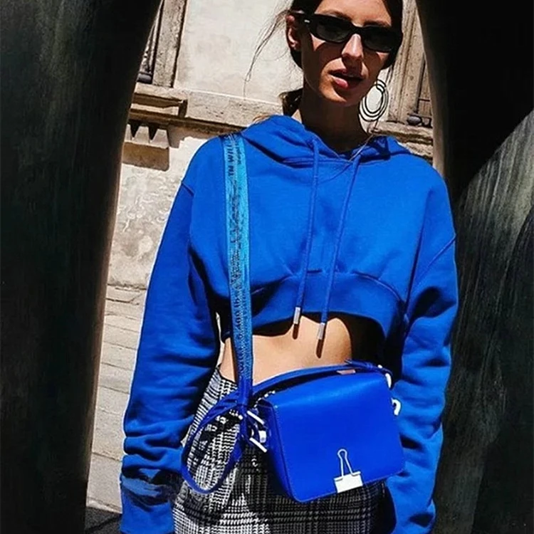 
KEYIDI OEM Women Tops Long Sleeve Cotton Plain Pullover Cropped Hoodies 