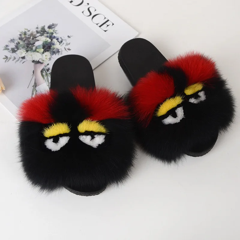 

Hot Sale Factory Price Sandals Fashion Women Custom Logo Amazon Cute Cartoon Soft with The Faux Fur Furry Slipper for Ladies, Regular colors