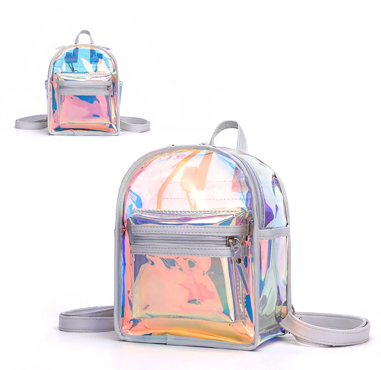 

Pu Leather Holographic Glitter Faux Backpack Fashion Girl Daypacks, Black or custom