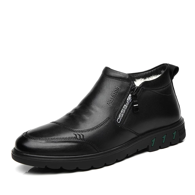 

Wholesale New Trend Cowhide Wool Lining Leather Shoes Cotton Non-slip Waterproof Mens Boots