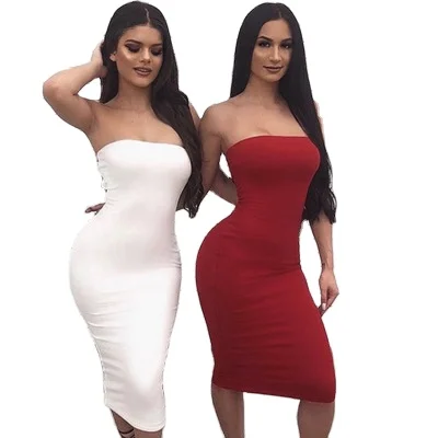 

2021 New Arrival Off Shoulder Strapless Sexy Women Dress Sleeveless Straight Dress Backless Casual Summer Party Dress, Customized color