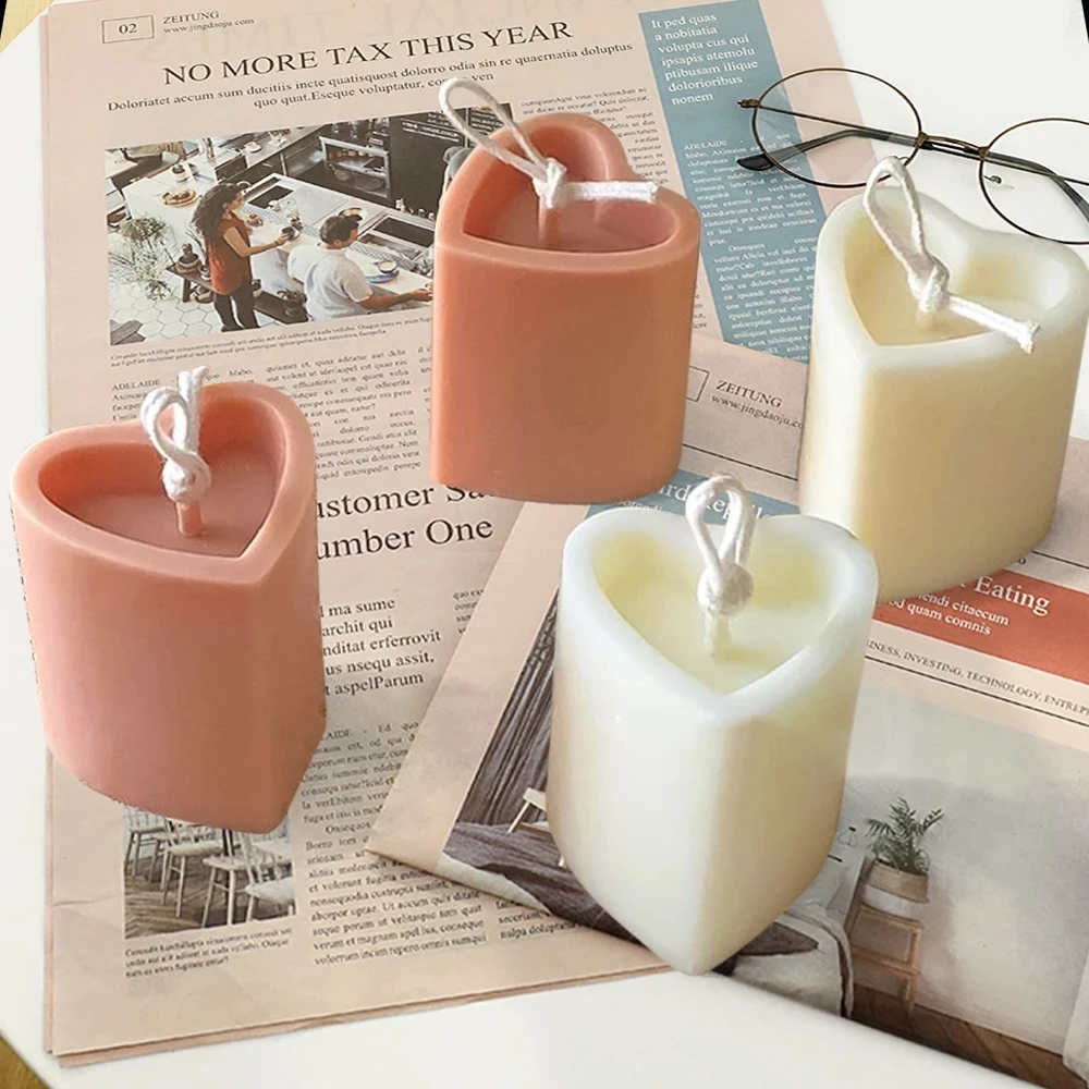 

DIY Candle mold plastic heart-shaped candle handicraft making cake decorating tool candle silicone mold, Transparent