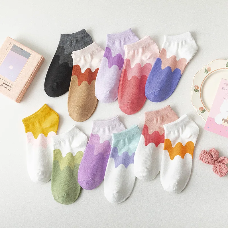 

Colorful Cotton women Lovely clouds low cut ankle Socks Girl no show boat invisible socks, As picture