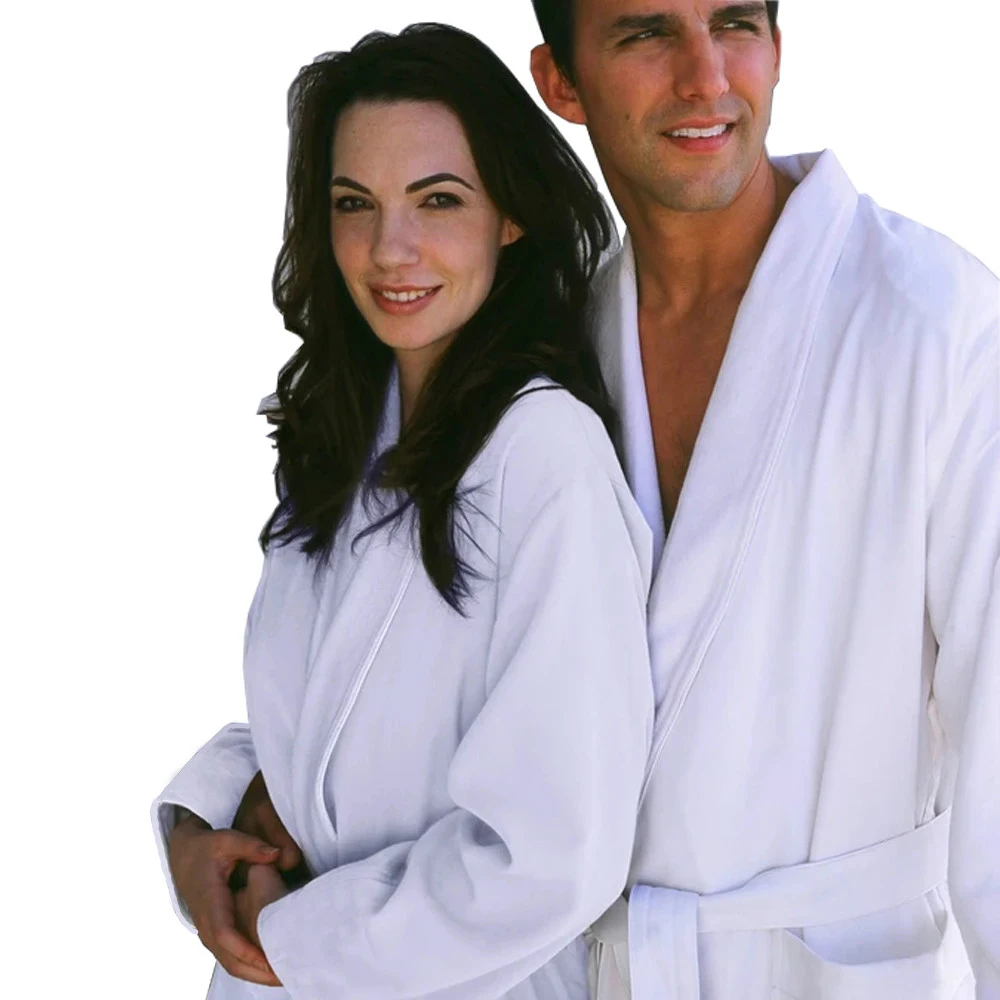 

Adult High Quality Softer white cotton Bath Robe Comfortable Solid Double Layer Bathgown