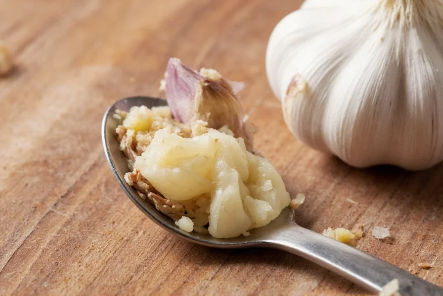 Measuring minced garlic in tablespoon