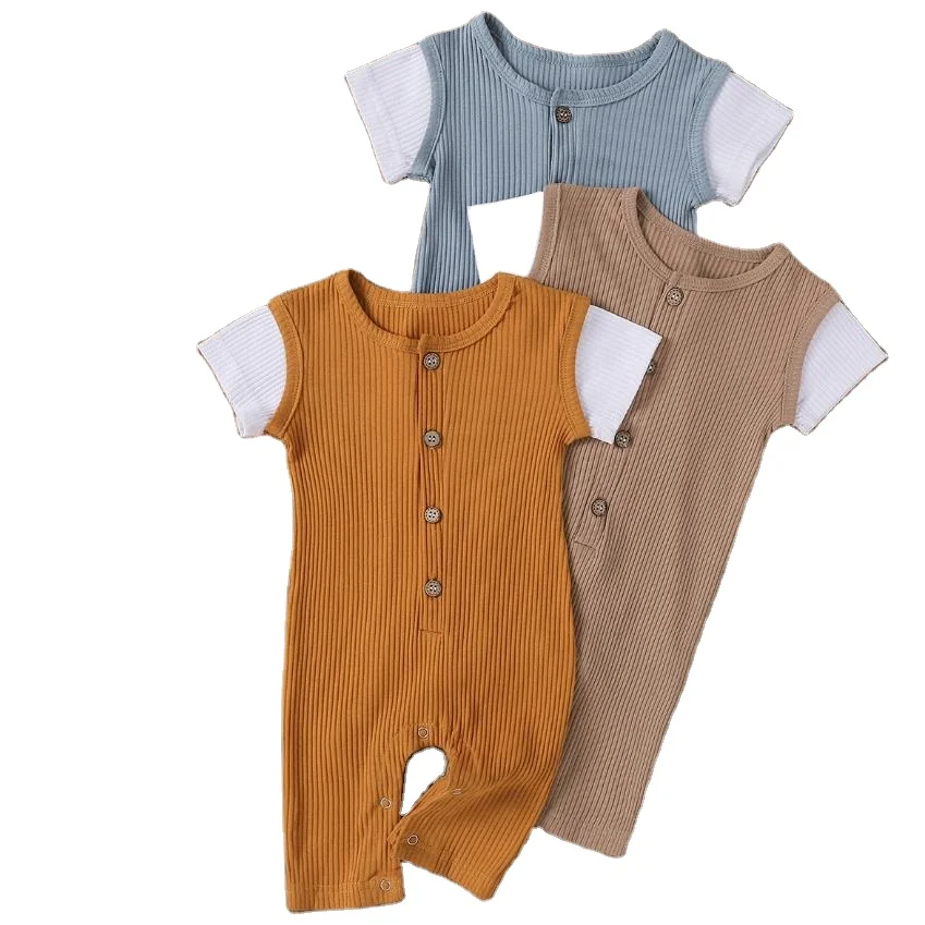 

Patchwork sleeves baby girls' and boy's rompers infants summer jumpsuits toddlers cotton bodysuits