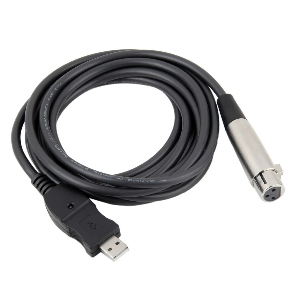 

Black 3M 9FT USB Male to XLR Female Cable Cord Adapter Microphone MIC Link Cable Studio Audio Link Cable