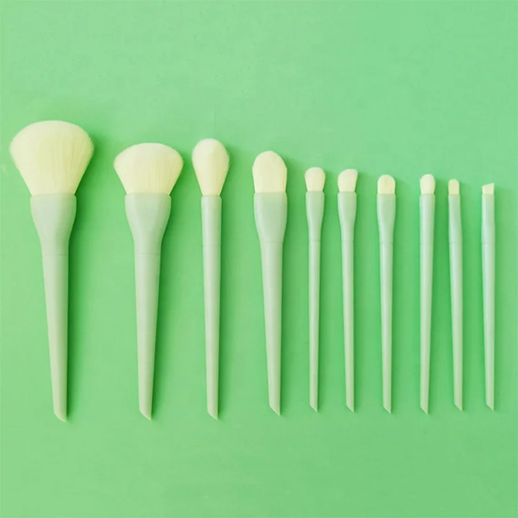 

BEAU FLY Candy Color 10pcs Makeup Brush Set Orange Green Powder Eye Shadow Makeup Tools Set