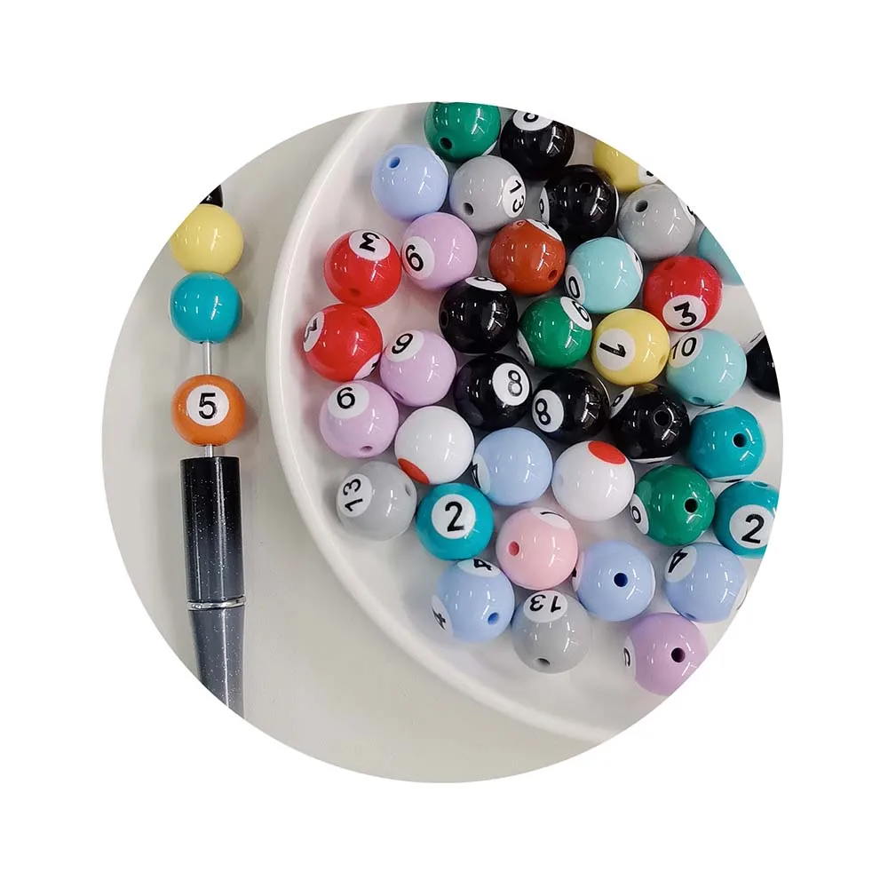 100Pcs Acrylic Round Billiards Beads Black Chunky Ball Beads Round with Number 8 Beads for DIY Home Party Decor Crafts Making