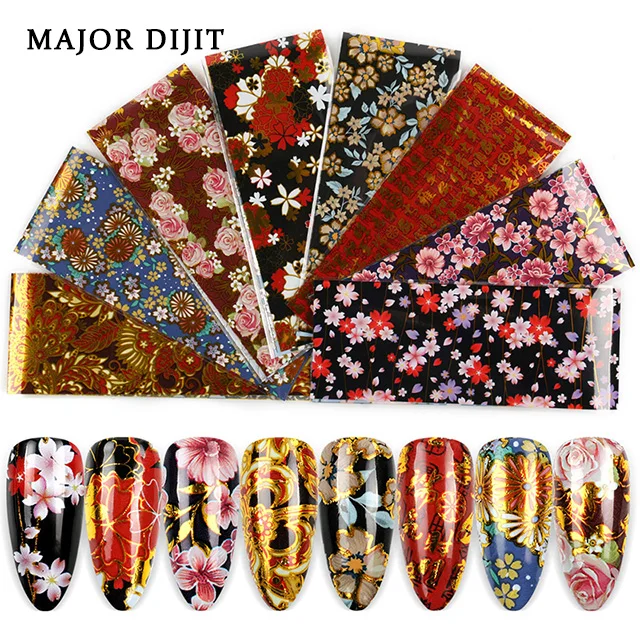 

8pcs/set  Mix Flower Transfer Foil Nails Decal For Nail Art Foil Manicure Designs, Colors