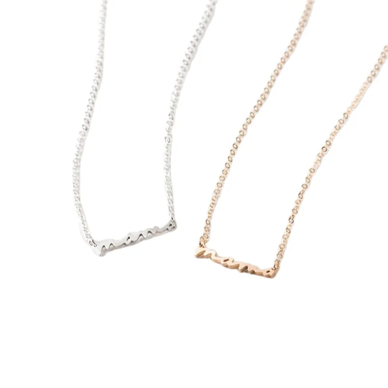 

S925 sterling silver mama minimalist clavicle chain necklace