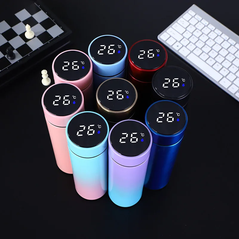 

Doyoung Custom Logo Stainless Steel Insulated Led Touch Screen Digital Temperature Smart Water Bottle with Tea Infuser, Black,blue,gold,pink,purple,red,white,gradient color