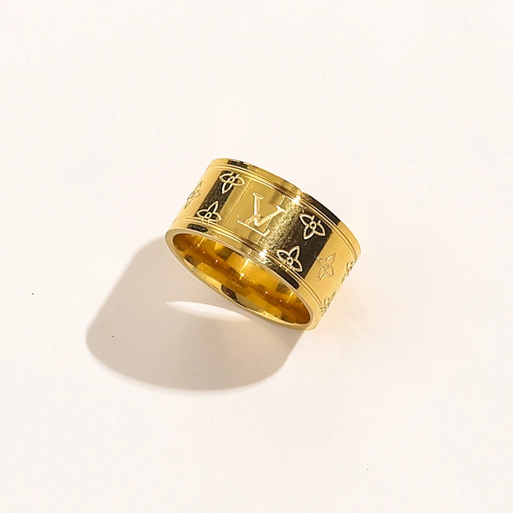 

361L Stainless Steel Original LOGO Luxury LV Ring Classic Female Lucky Jewelry