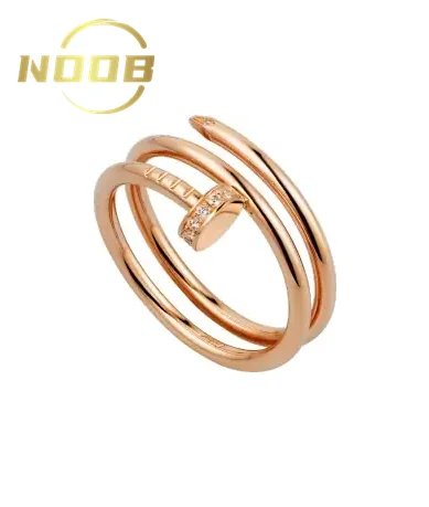 

High-end fashion ladies ring men and women plating 18K rose gold nail ring luxury diamond ring