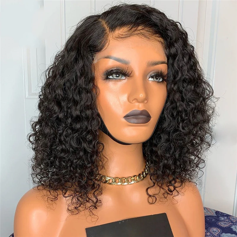 

Deep Curly Lace Front Synthetic Hair Wigs 13x4 Lace Frontal Wigs With Baby Hair Short Bob Lace Frontal Synthetic Wigs