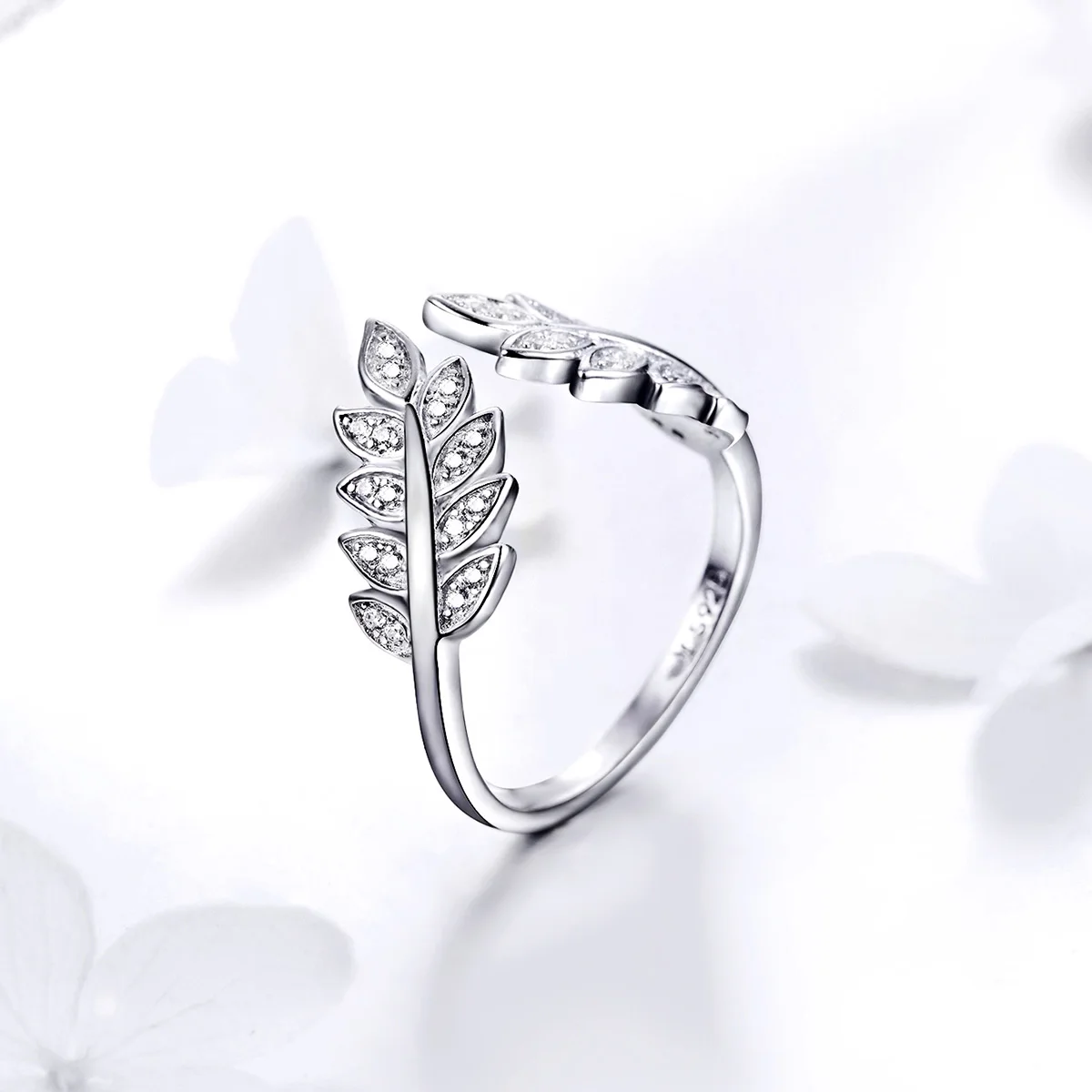 

Customized New Type 925 Silver Leaf Open Finger Adjustable Wedding Ring 2020 Jewelry
