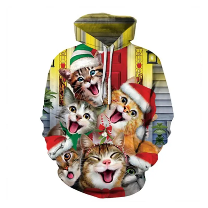 

Christmas Hoodies Digital Print Cartoon Amazon Hot Selling Pullover Sweater Christmas For Women Men, Multi