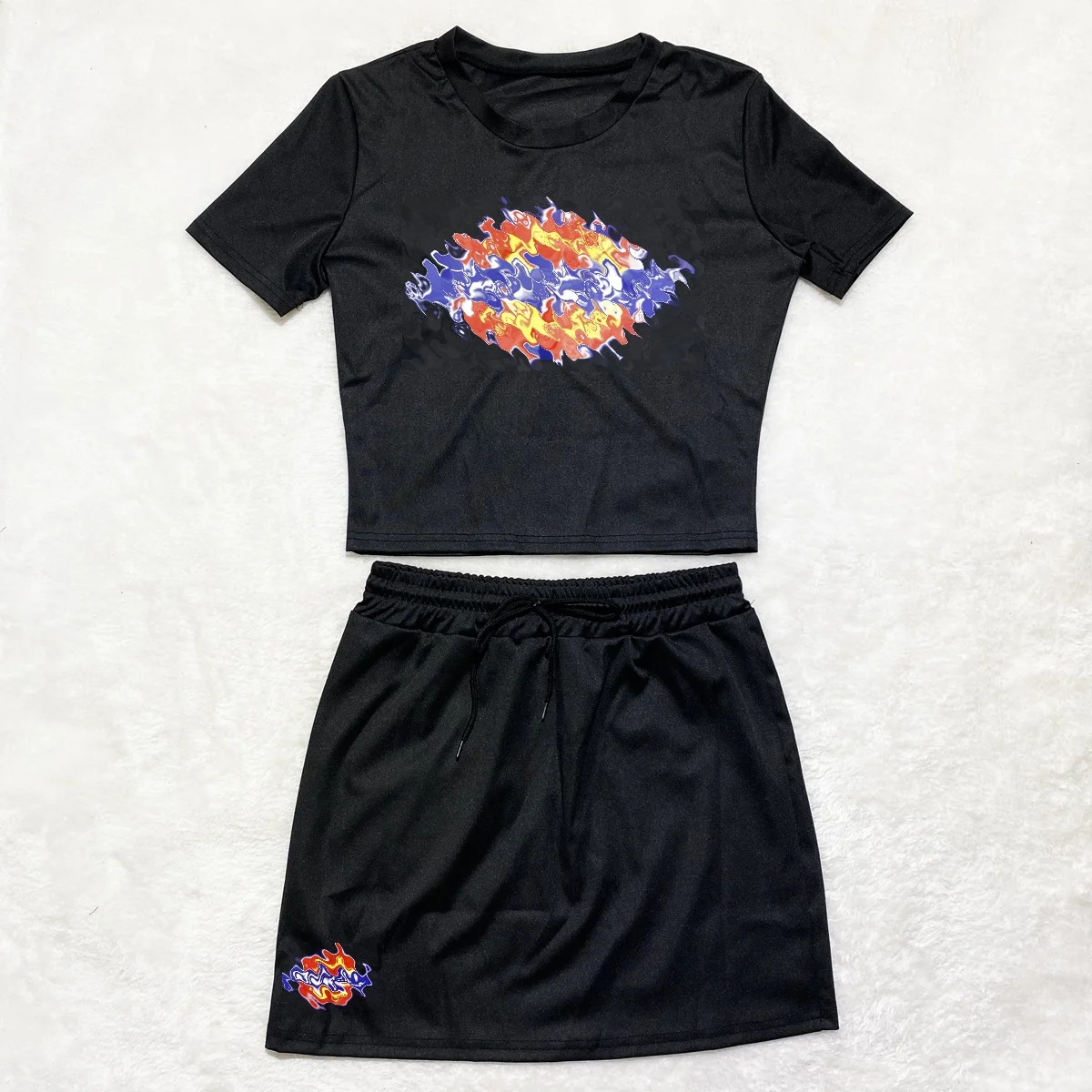 

Famous Brand Designer Dickie Outfit Casual Short Sleeve T Shirt 2 Piece Skirt Set