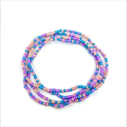 

Bohemian style elastic beach party first choice colorful rice bead waist chain