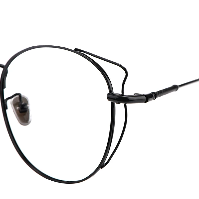 Retro Round Cat Ear Full Rim Glasses Optical Metal Alloy Frame For ...