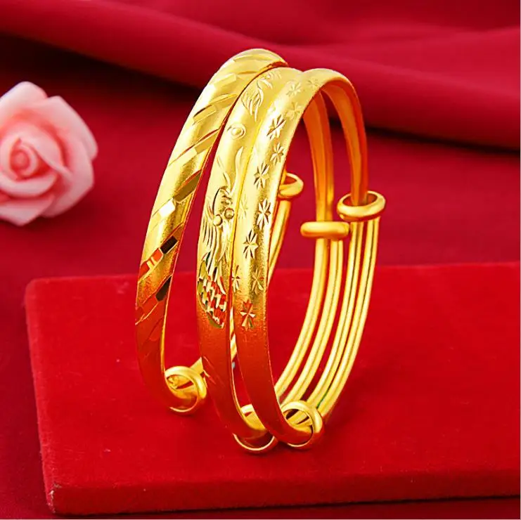 

Fashion babysbreat bracelet Gold plated bracelet Push and pull women bracelet 24k gold bangle Free shipping wedding jewelry gift