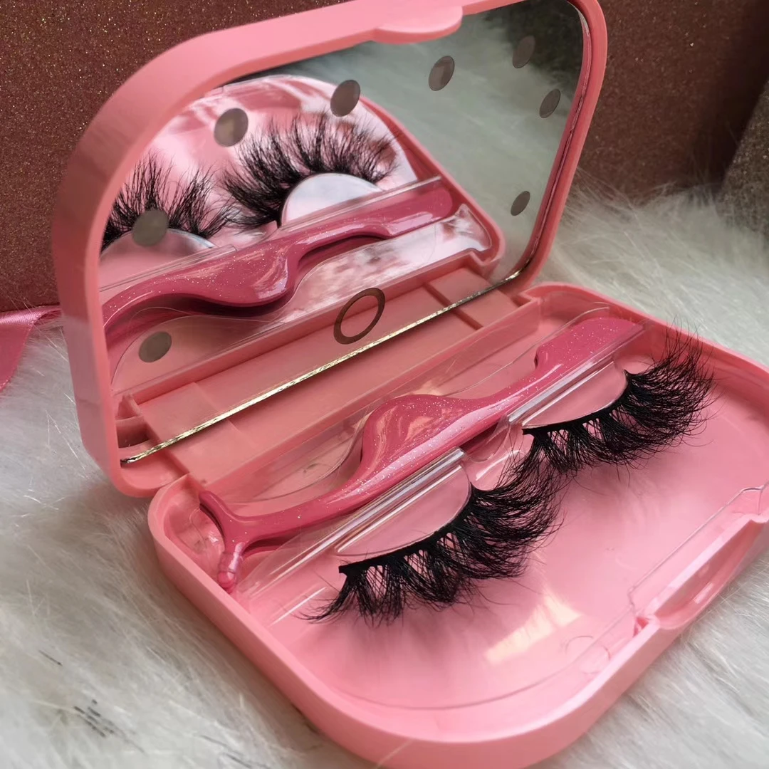 

Pink/Black/Red Acrylic Led Light Cases For 3D Silk Lashes Tweezers Eyebrow Print Logo Custom Packaging Wholesale, Natural black color
