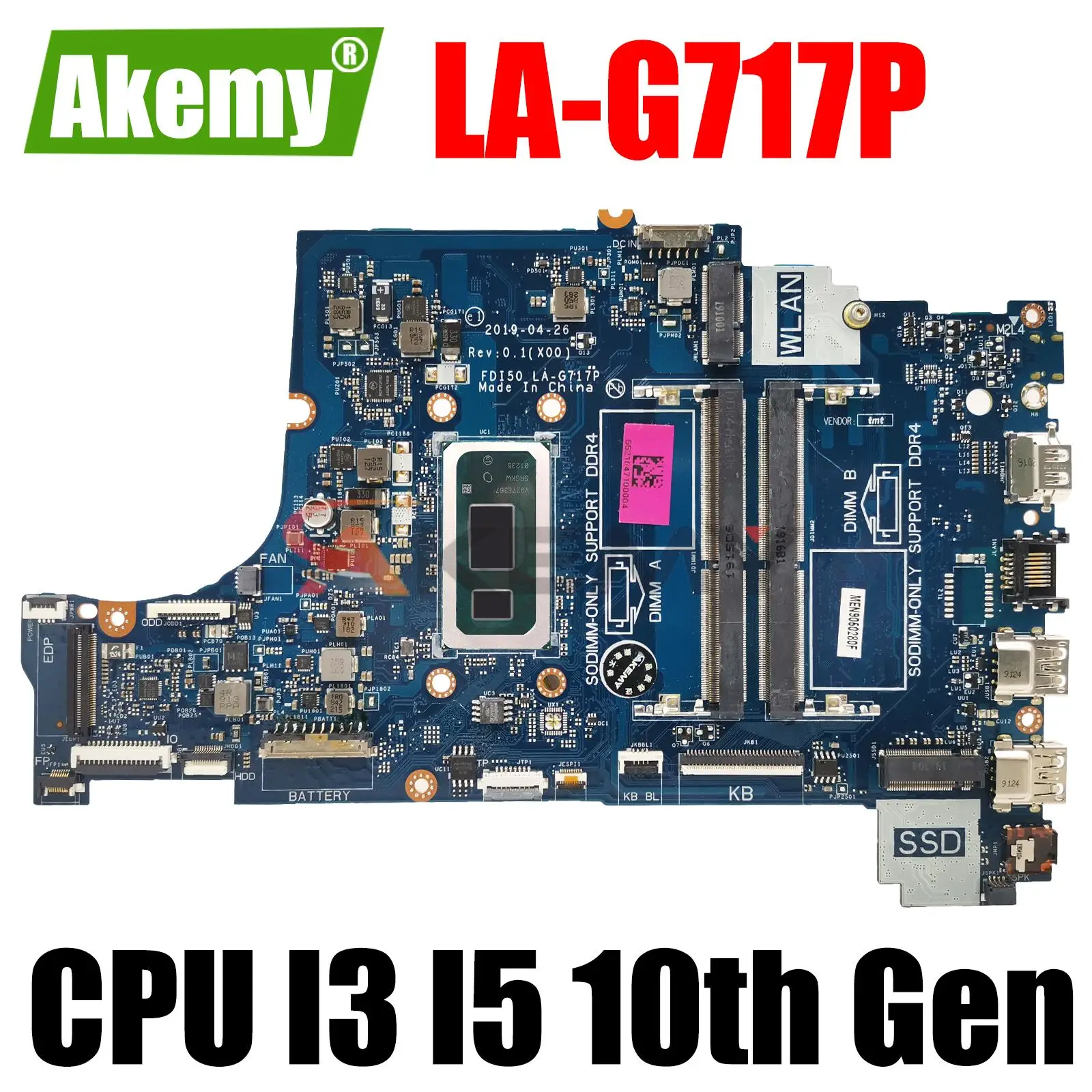

LA-G717P i3 i5 i7 CPU For Dell Inspiron 3490 3590 3790 5494 5594 Laptop Motherboard M6 F40 PV4FF 0CPVR Mainboard 100% Tested ok
