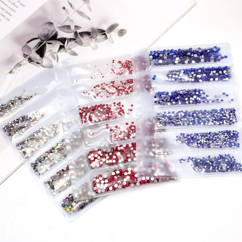 

Popular 26 Options 6 Blanks ss3-ss10 Mixed Flat Back Glass 3D Nail Art Rhinestone for Nail Art Decoration Supplies