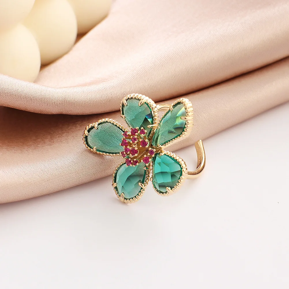 

2021 fashion Adjustable women ring jewelry Daisy ring flower Glass ring flower, Gold