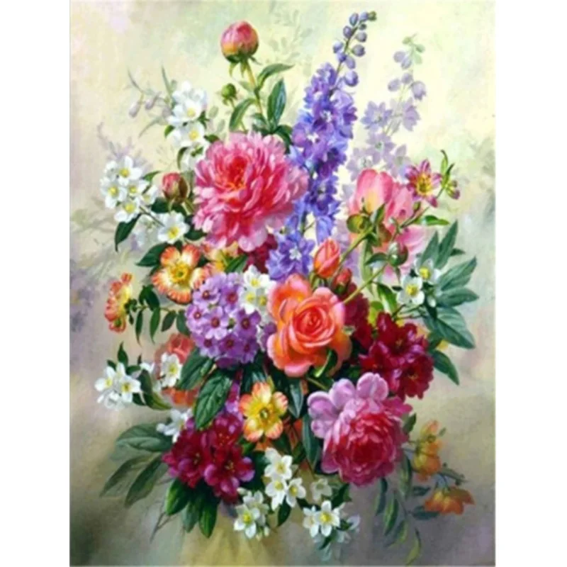 

Paintings and Wall Arts HUACAN 5D DIY Diamond Painting Flower Embroidery Roses Full Drill Square Picture Of Rhinestone Mosaic