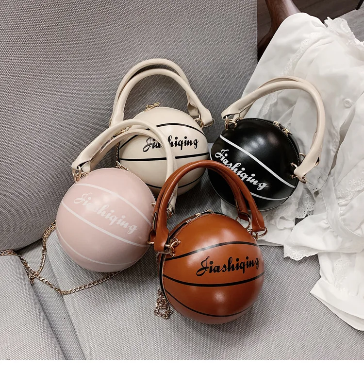 

kids basket ball purses women handbag basketball crossbody bag, White/black/brown/pink