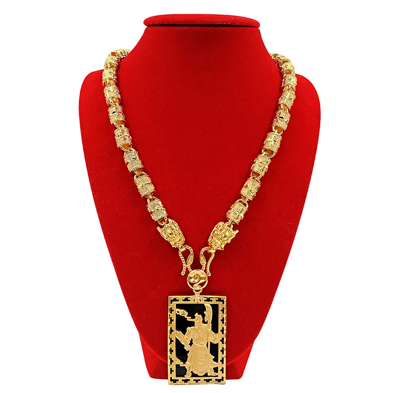 

Exquisite No Chain Pendant 14K Gold Jewelry for Men Chinese Figure Pattern Chain Necklace Pendant for Male Birthday Party Gifts