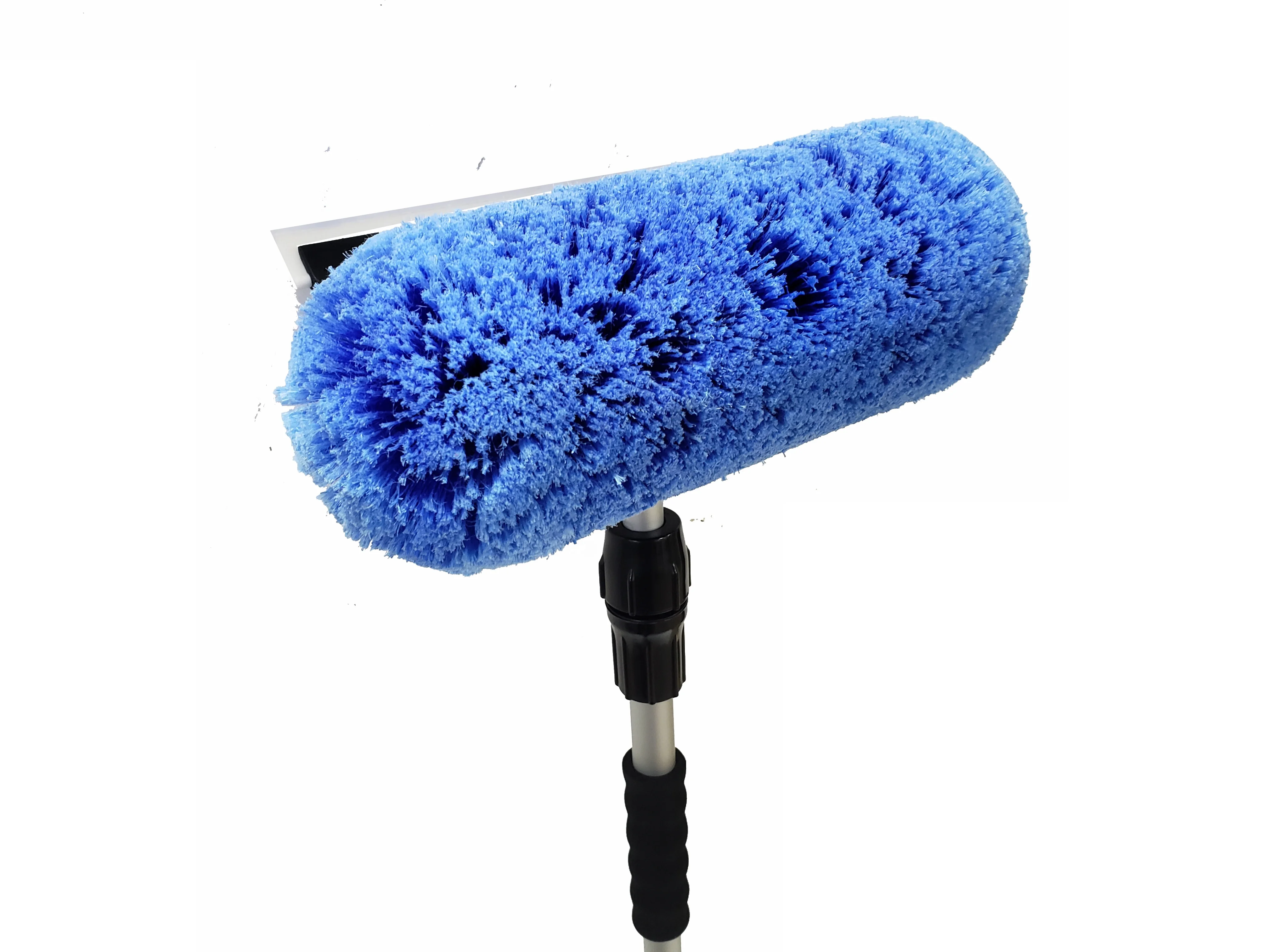 Flow Thru Telescoping Pole Wash Car Brush & Squeegee 360 Degree