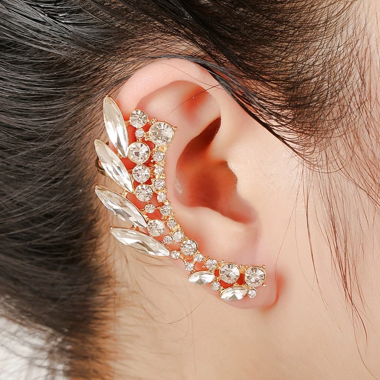 

Fashion earring clip punk hollowed out alloy crystal rhinestone cuff ear fow women