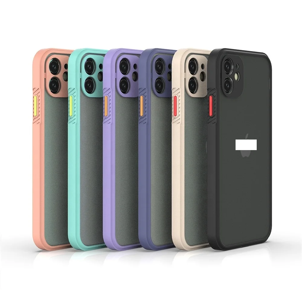 

Matte Transparent Color Phone Cases Hard PC Soft TPU Bumper Shockproof Full Cover Camera Lens Protector For iPhone 12 Pro Max