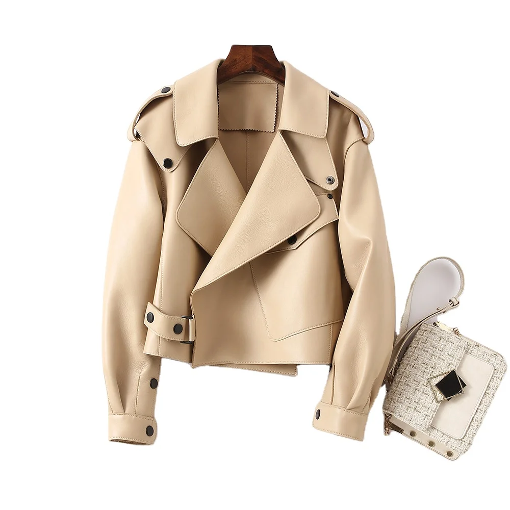 

Women Real Sheepskin Fashion Bomber Designer Ladies Leather Jacket Coat, Customized color