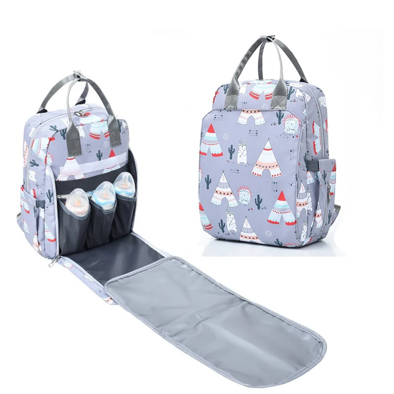 Multifunctional Custom Waterproof Travel Mom Back Pack Nappy Changing Bag Fashion Mummy Diaper Backpack Baby Diaper Bag, Black, grey, pink, blue