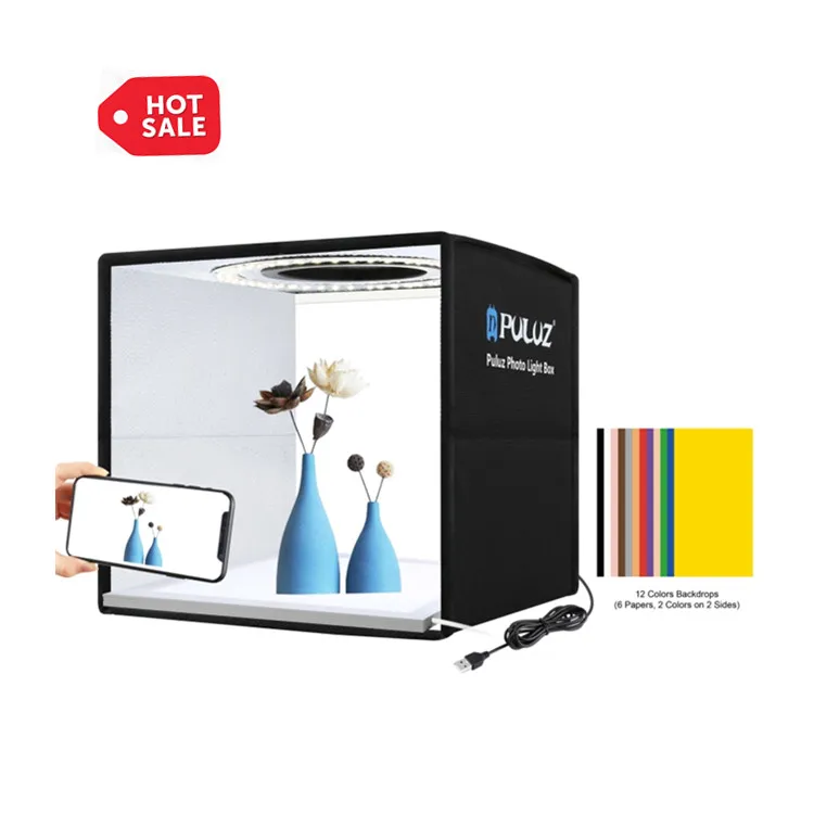 

Amazon Top Seller 2021 PULUZ Mini 25cm Shadowless Lamp Panel 12 Colors Backdrops Studio Led Light Shoot Box Kit