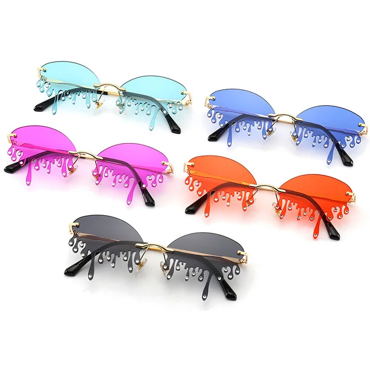 

Fashion Drip Tears Rimless Sunglasses Water Dripping Diamond Decoration Glasses, Avalaible