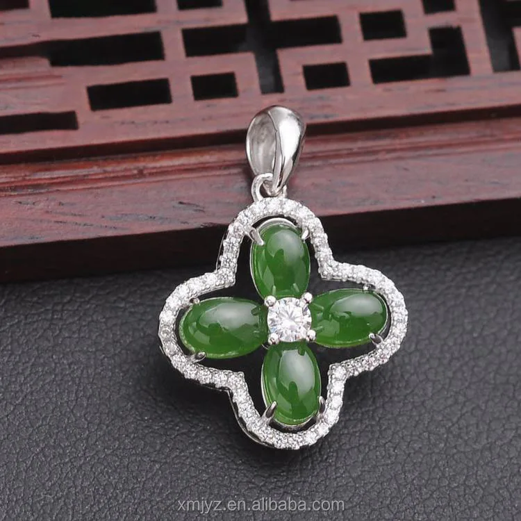 

Certified Silver Inlaid Hetian Jade Pendant
