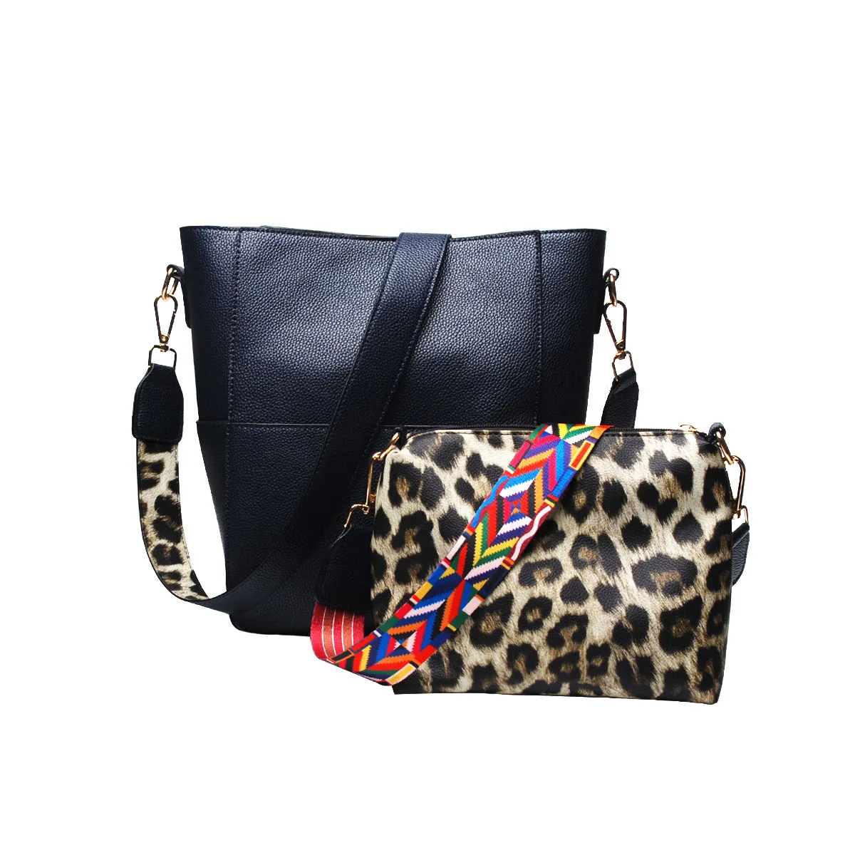 

Wholesale Women Burgundy Faux Leather Trunk Leopard Tote Set Snap Closure Vintage Long Guitar Strap Crossbody Totes DOM-1141735