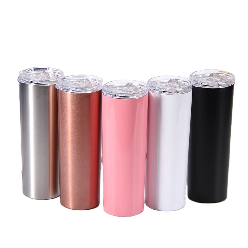 

Trendy 20/30oz Double Wall Stainless Steel Coffee Mug Slim Vacuum Straight Tumbler Cup With Straw