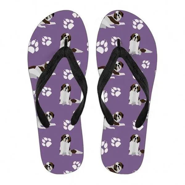 

Woman Slippers Flop Flips Forudesigns Saint Bernard's Cute Dog Print Personalized Beach Summer Fashion Slippers Custom Slippers, Customized color