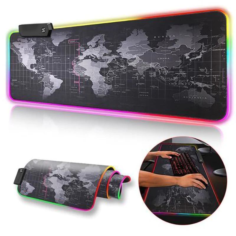 

RGB Gaming Mouse Pad Standard and Extra Large Size OEM Rubber Mouse Pad Big Mouse Mat Computer Mousepad Led Backlight, Black rubber