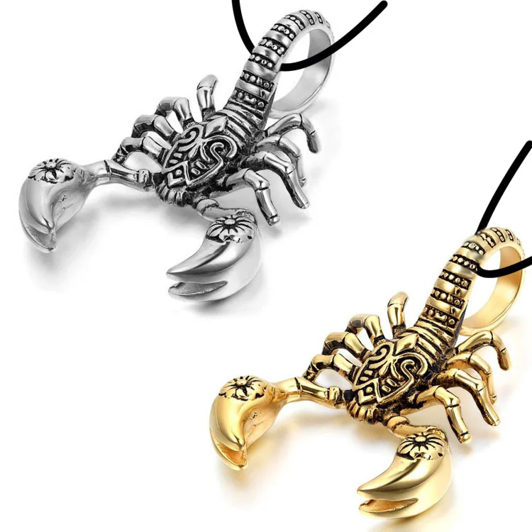 

2020 Punk Hip Hop Style Mens Scorpion Shape Pendant Necklace Wholesale Fashion Alloy Animal Jewelry