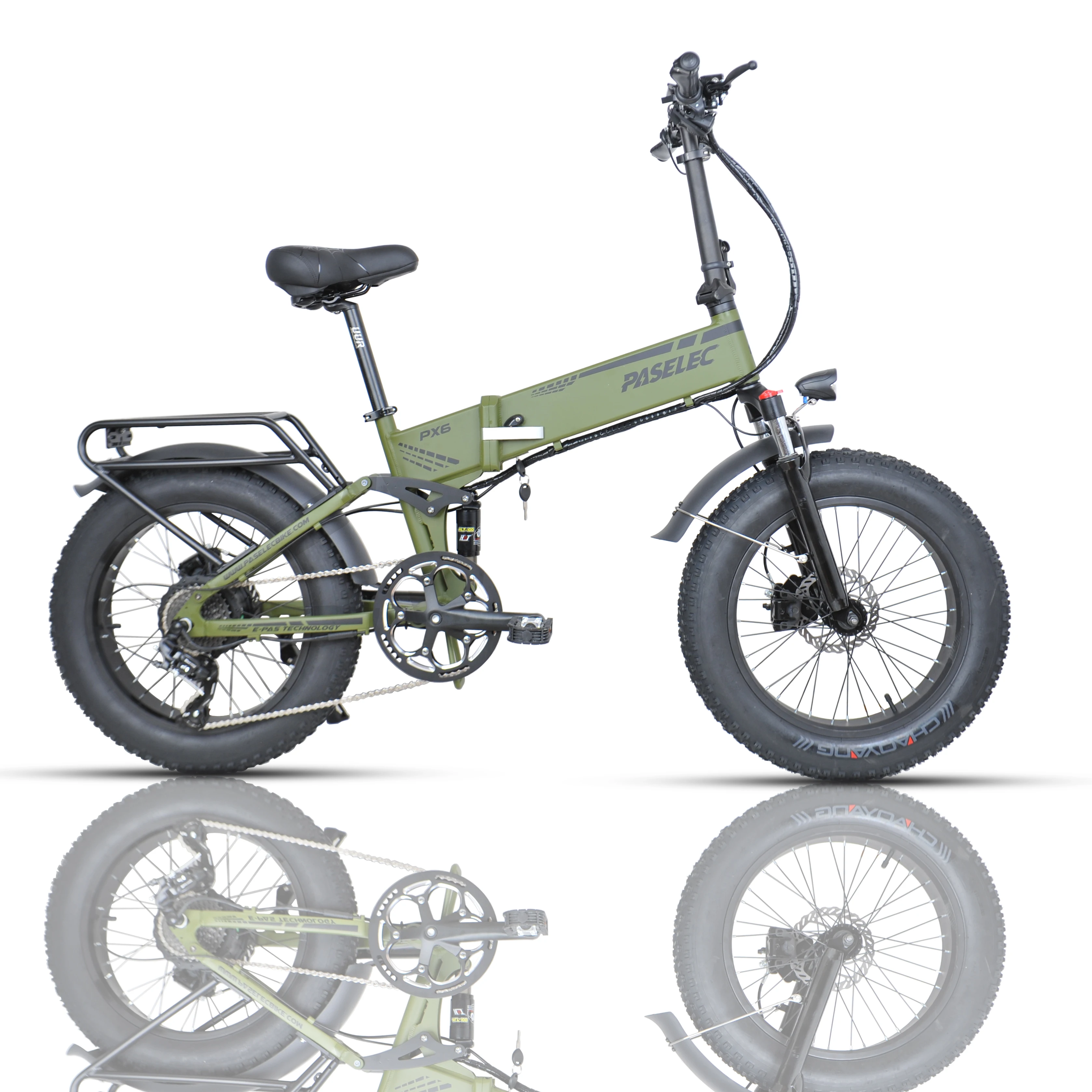 

USA warehouse Paselec folding electric bike 20 inch folding snow fat e bike, Green, black