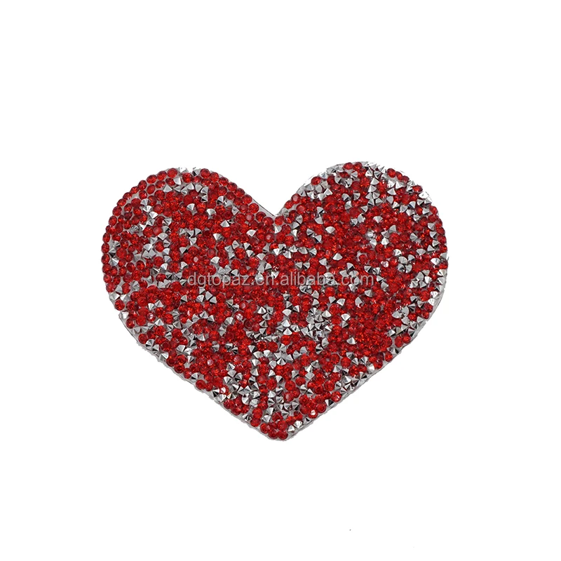 

Red heart cartoon logo rhinestone patches iron on logo for jeans