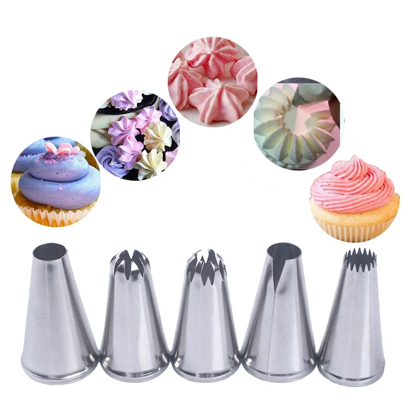 

Ordinary flower tip 5pcs set best-selling decorating mouth cake baking tool Amazon hot sale, As picture