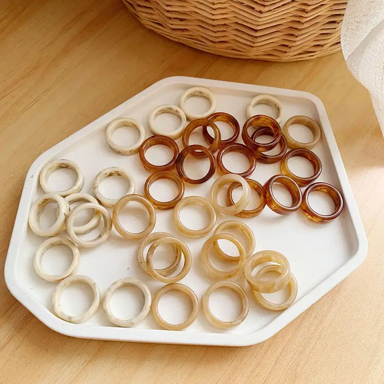 

New Design Acetic Acid Acrylic Irregular Marble Pattern Ring Resin Tortoise Aesthetic Rings for Women Girls Jewelry