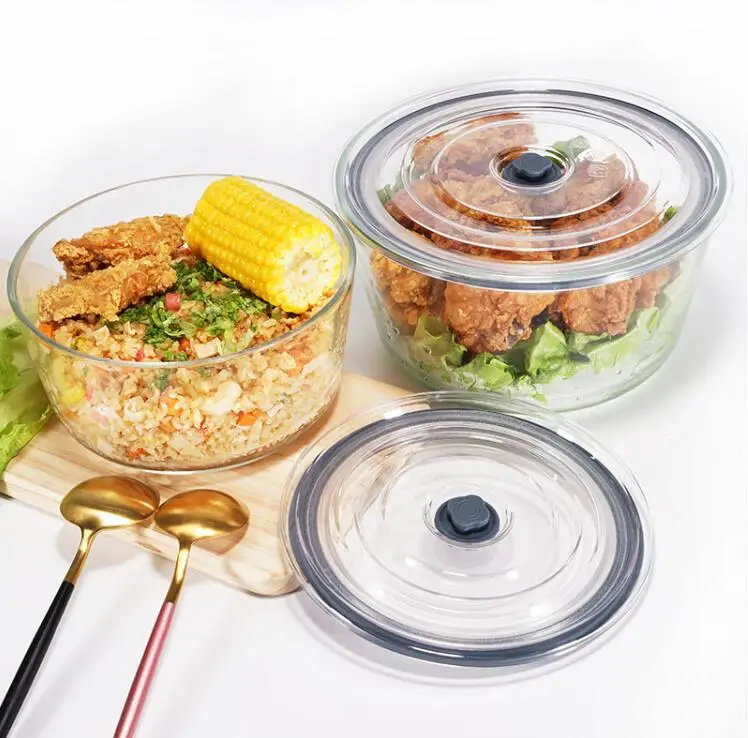 

Food preservation borosilicate glass vacuum food container set, Silicone and pump color can be customized